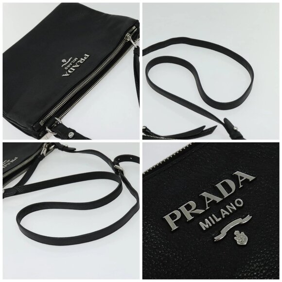 PRADA Shoulder Bag Leather Black Silver Auth 138225 - Picture 16 of 16